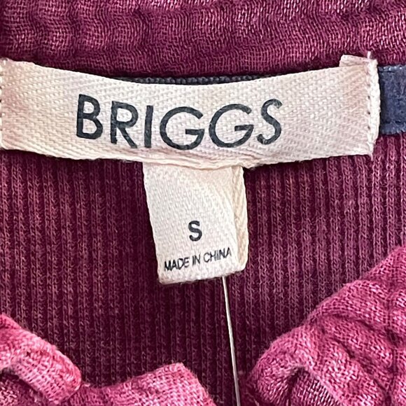 Briggs NWT Women's Relaxed Fit Button Long Sleeve Waffle Shirt Dark Pink - Picture 8 of 16